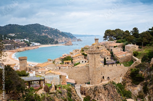 Stone castle and fortress on tourist track in Tossa de Mar