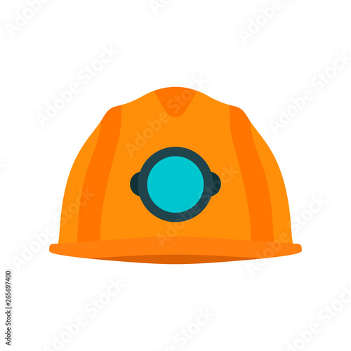Miner yellow helmet vector icon protection tool. Head uniform worker underground industry. Hardhat equipment