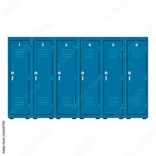 Industrial locker blue vector icon safe cabinet. Room storage commercial metal box. Key individual cupboard flat furniture