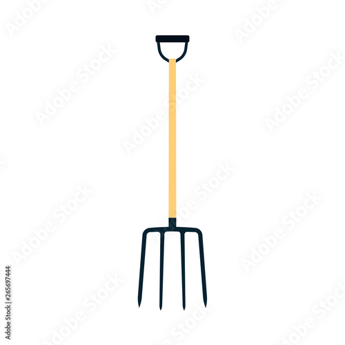 Pitchfork vector illustration tool icon isolated object equipment. Gardening agriculture fork silhouette farming.