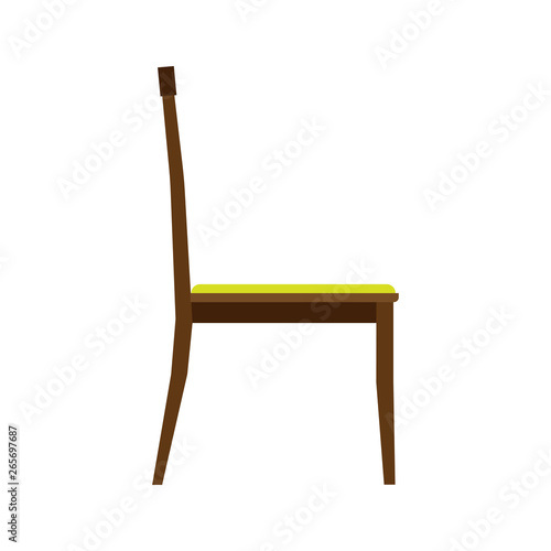 Сlassic chair side view comfortable elegance brown stylish furniture vector icon. Vintage luxury seat interior room