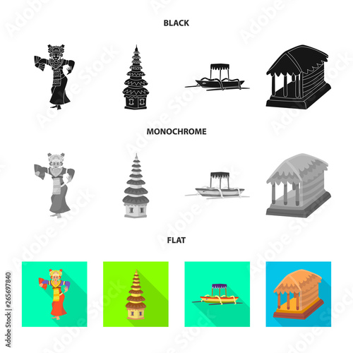 Vector illustration of  and travel icon. Collection of  and traditional stock vector illustration.