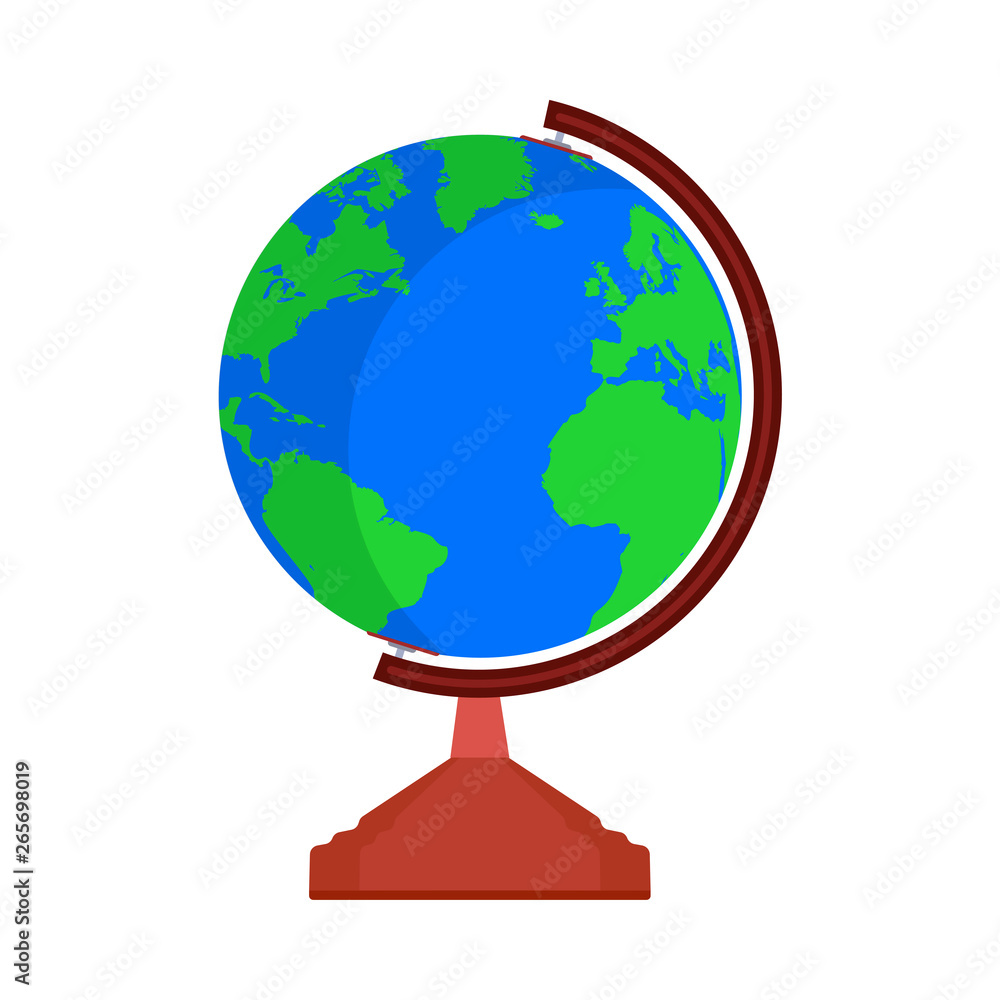 Globe Earth map world vector icon sign. Global travel planet sphere shape. Flat education symbol atlas simple Globe Earth map world vector icon sign. Global travel planet sphere shape. Flat education symbol atlas simple