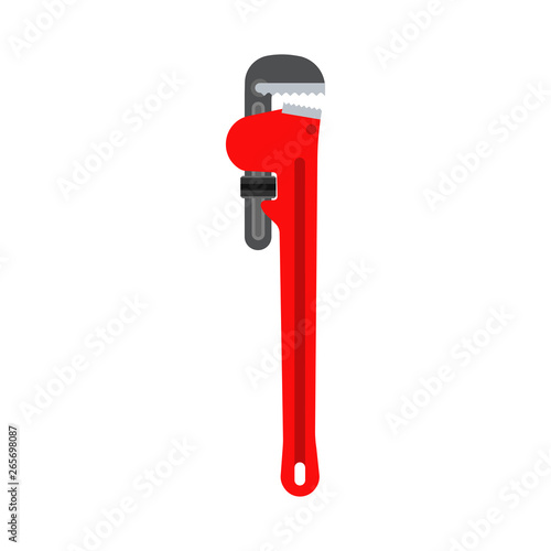 Monkey wrench metal adjustable work equipment vector icon. Pipe plumber spanner tool. Repair handyman instrument