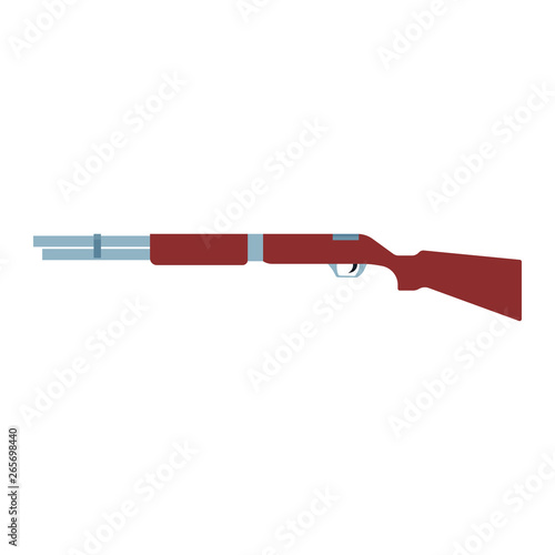 Shotgun illustration rifel vector icon. Hunting gun weapon barrel target. Munition brown simple caliber duck