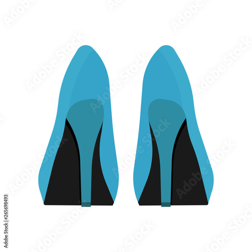 Woman shoes back view vector icon. Fashion female beauty boot foot design style. High heel accessory set lady