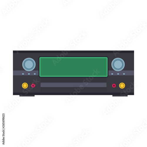 DVD player electronic illustration vector icon. Digital disc black equipment cinema and music. Video record control flat
