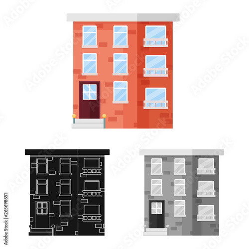 Vector illustration of house and brick sign. Set of house and police vector icon for stock.