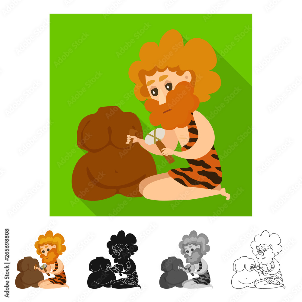 Isolated object of man and primeval logo. Collection of man and stone stock symbol for web. Isolated object of man and primeval logo. Collection of man and stone stock symbol for web.