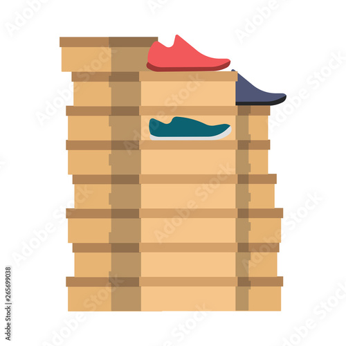 Shoe box vector icon design packaging retail carton paper product. Container case selling flat boot collection accessory store