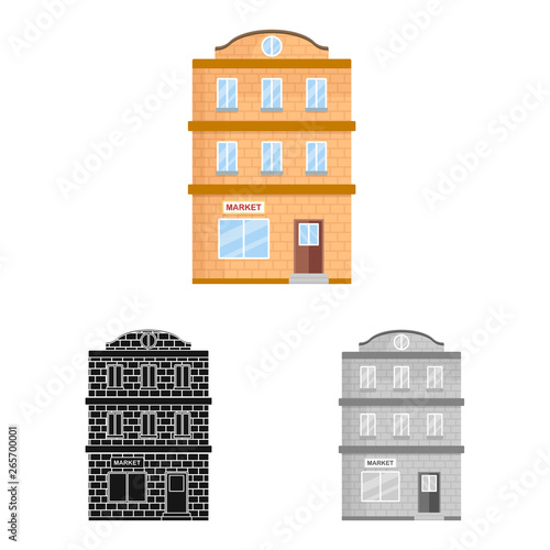 Vector illustration of house and pane icon. Set of house and townhouse stock vector illustration.