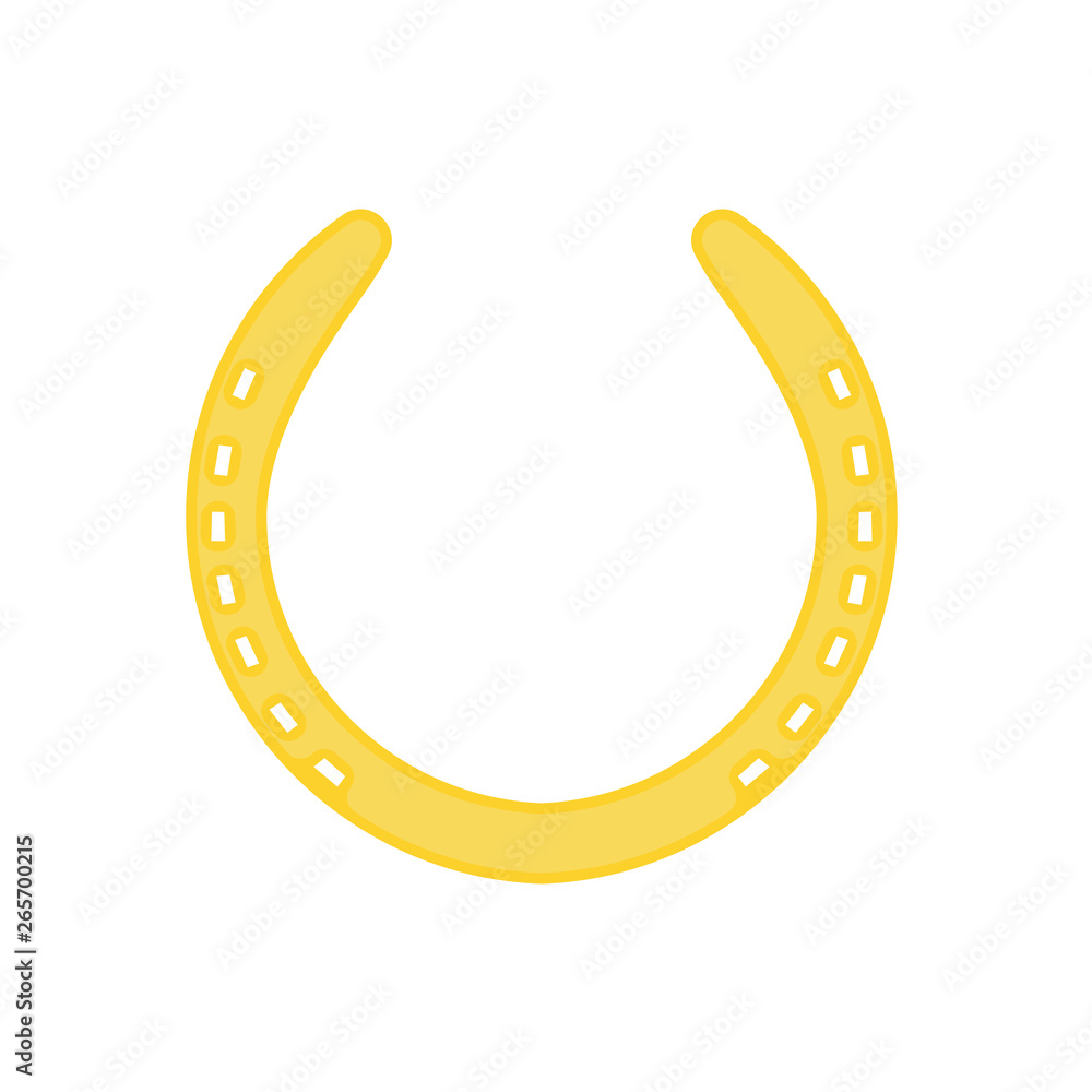 Horseshoe illustration golden luck vector icon. Fortune element symbol isolated white. Talisman simple equipment Horseshoe illustration golden luck vector icon. Fortune element symbol isolated white. Talisman simple equipment
