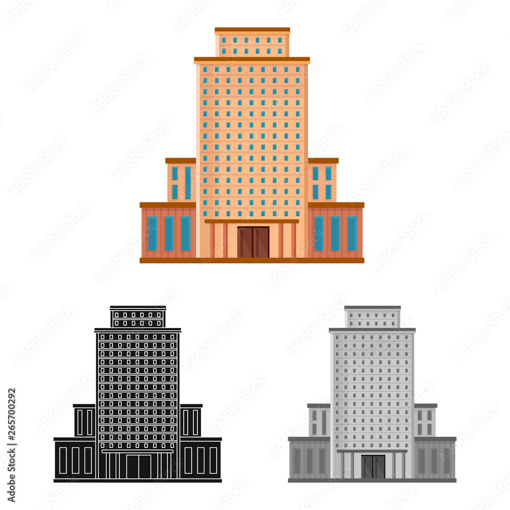 Isolated object of hotel and high icon. Collection of hotel and tourism stock symbol for web.