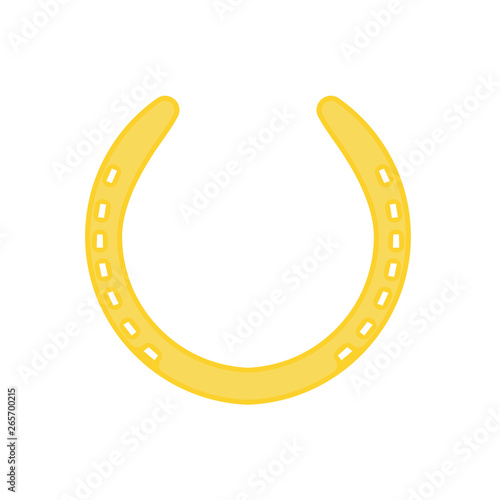 Horseshoe illustration golden luck vector icon. Fortune element symbol isolated white. Talisman simple equipment