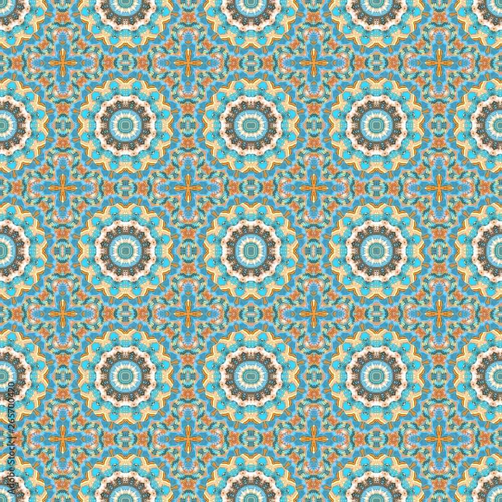seamless wallpaper pattern with medium turquoise, skin and pastel brown colors. can be used for cards, posters, banner or texture fasion design