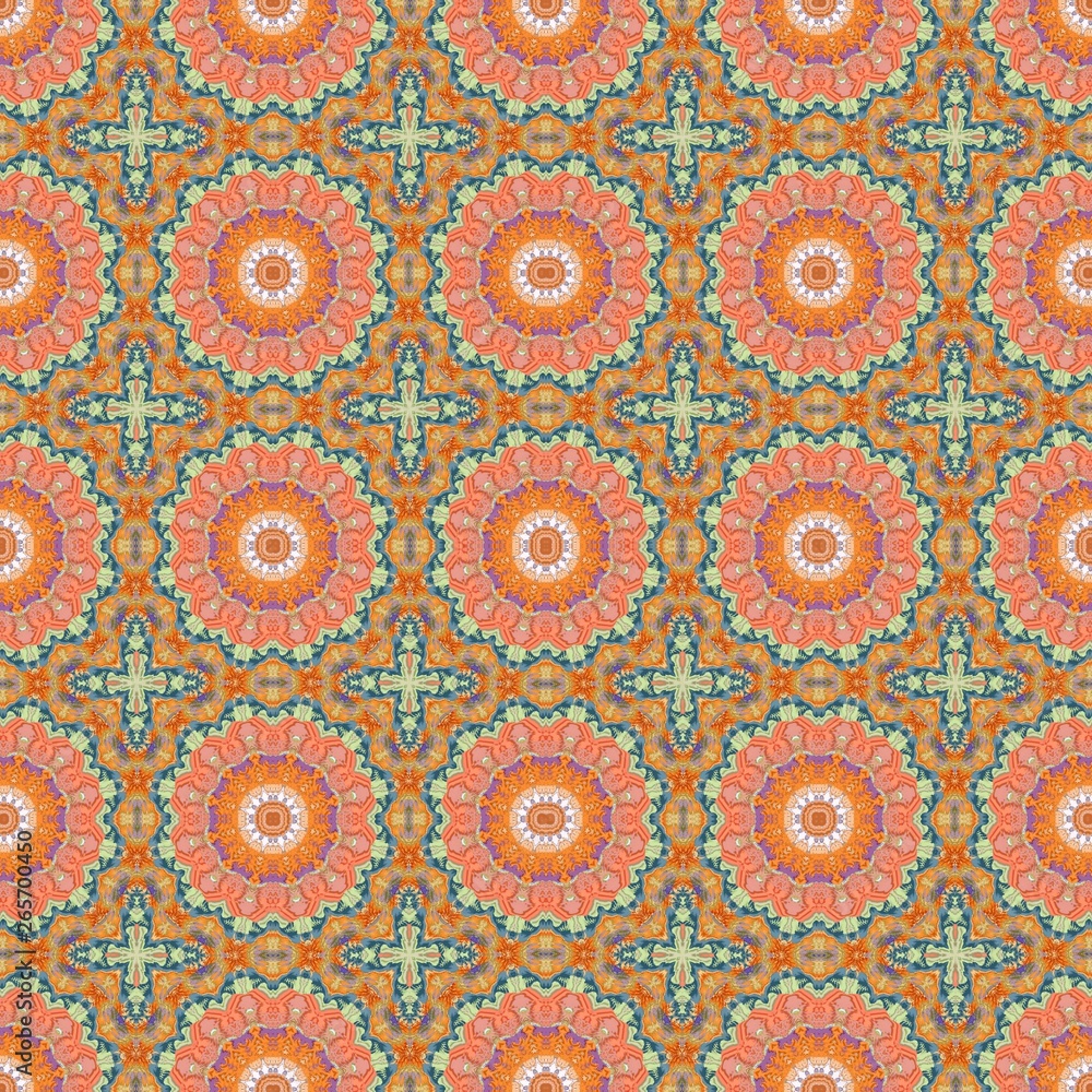 peru, dark salmon and teal blue color pattern. abstract vintage decoration. graphic element for banner, cards, poster or creative fasion design