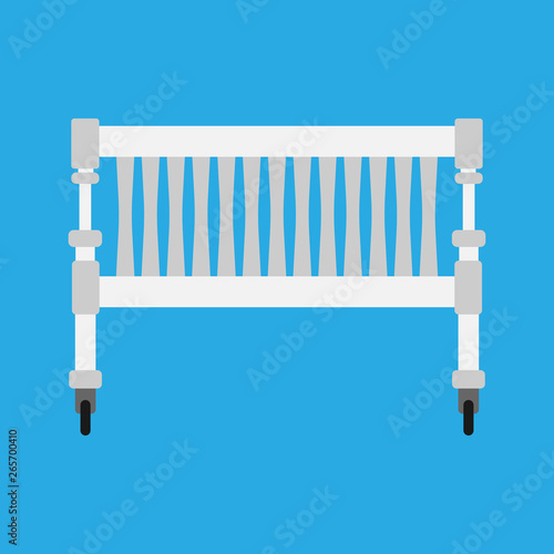 Baby cradle vector icon newborn. Child bed care cartoon cute white symbol. Toddler sleep pushchair carriage furniture