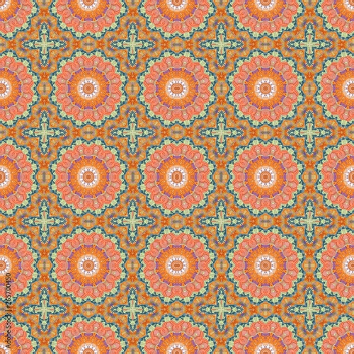 peru, dark salmon and teal blue color pattern. abstract vintage decoration. graphic element for banner, cards, poster or creative fasion design