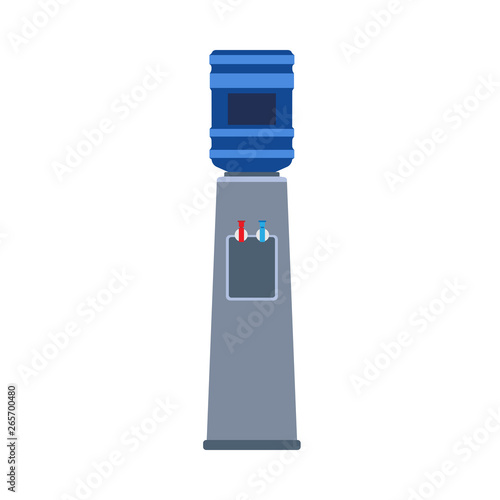 Water dispenser vector flat icon liquid. Cooler bottle drink office plastic equipment. Blue gallon purified machine vertical