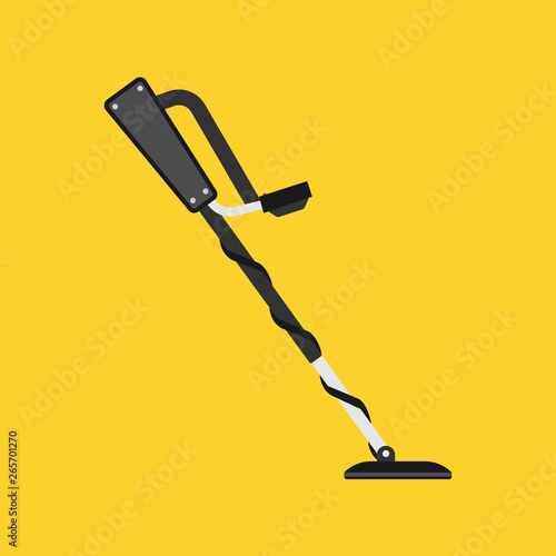 Metal detector treasure vector icon hobby. Equipment search gold discovery. Black sensor adventure hunter tool seeker device
