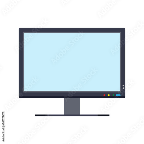 Monitor screen front view display vector icon. Above computer electronic isolated white. Flat PC device equipment office