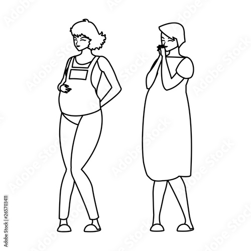 couple of beautiful pregnancy women characters
