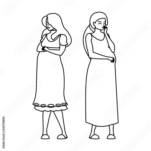 couple of beautiful pregnancy women characters