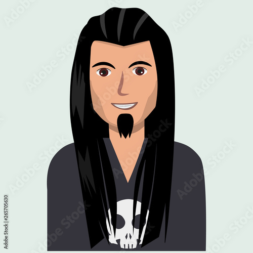 Portrait of a man with long hair. Rock or metal music fan.