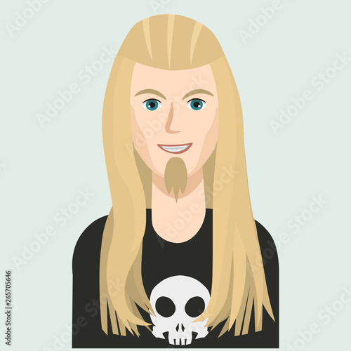 Portrait of a man with long hair. Rock or metal music fan.