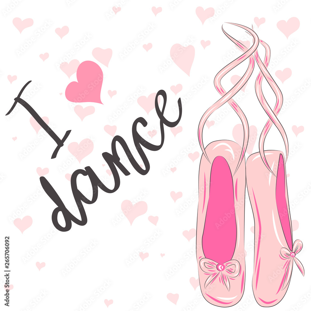 I love dance. Ballet Pink Pointe Shoes Design