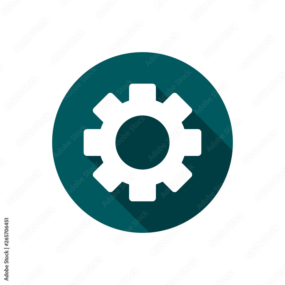 Settings icon. Tools, Cog, Gear Sign Isolated on white background. Help options account concept. Trendy Flat style for graphic design, logo, Web site, social media, UI, mobile app.