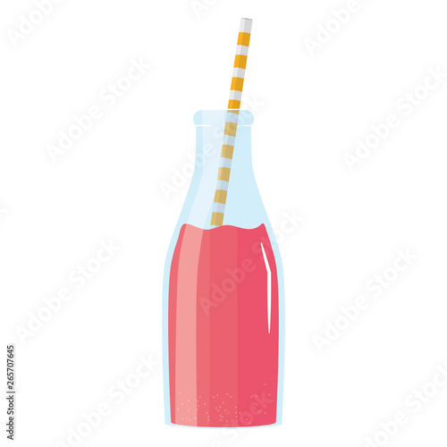 fresh juice fruit in botttle with straw