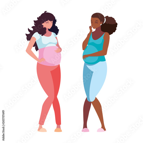 interracial couple of pregnancy women characters