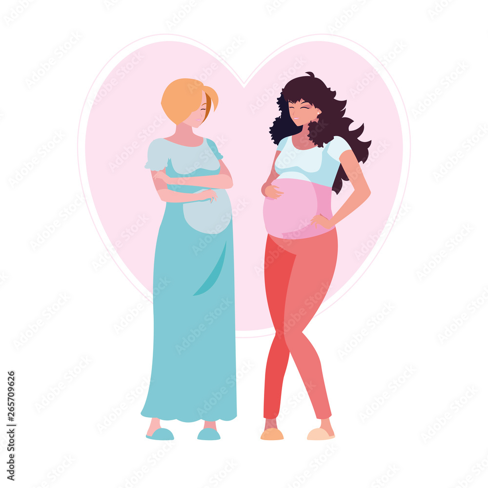 couple of beautiful pregnancy women in heart couple of beautiful pregnancy women in heart