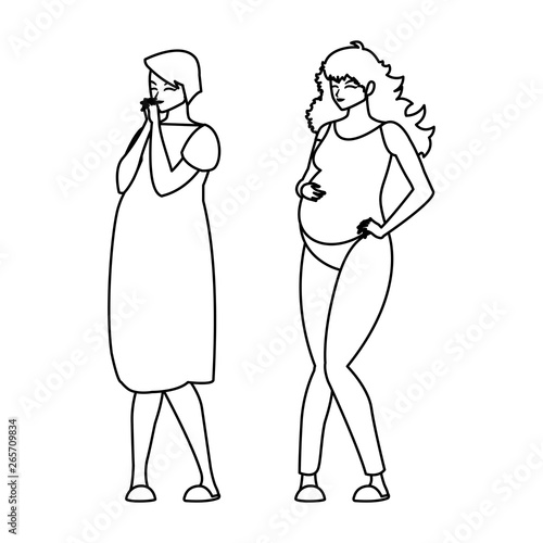 couple of beautiful pregnancy women characters