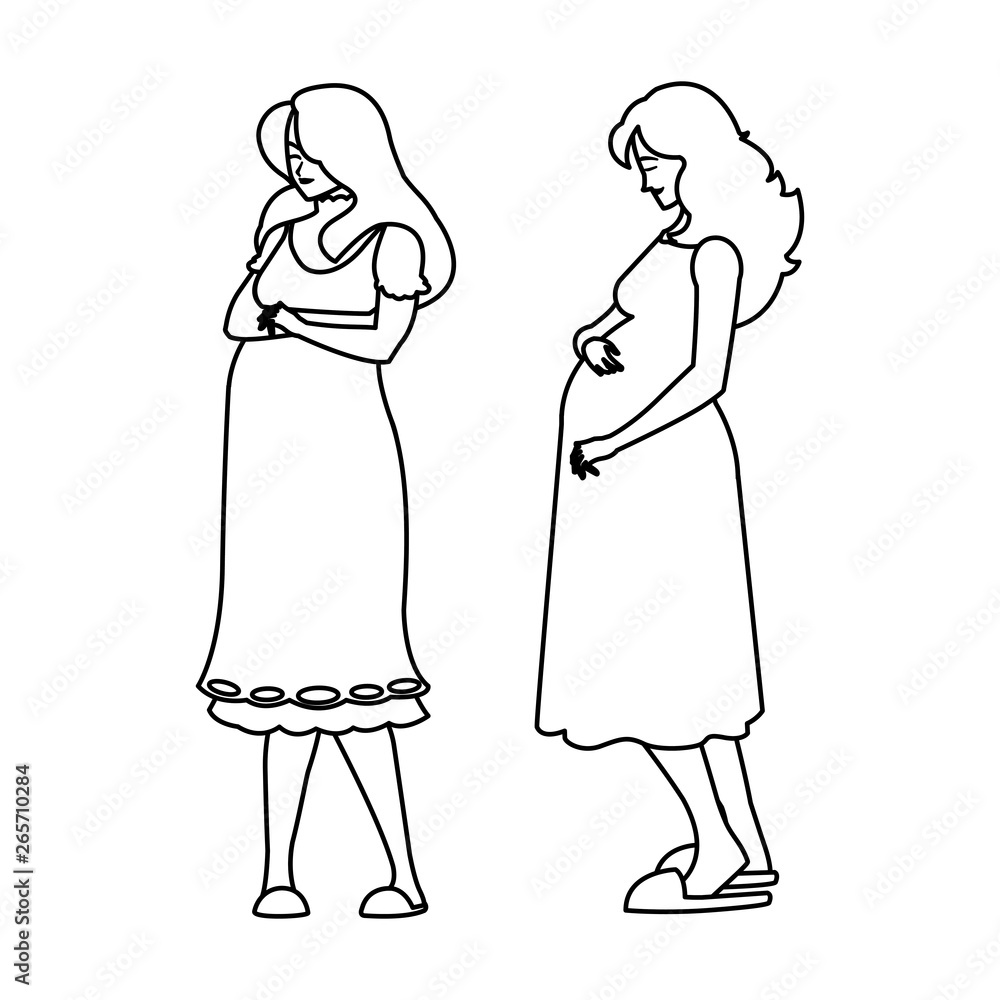 couple of beautiful pregnancy women characters couple of beautiful pregnancy women characters