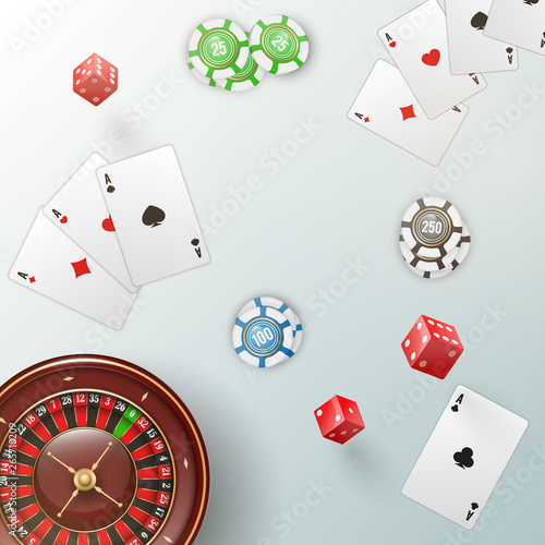 Realistic template of casino gambling table. Top view. Vector illustration.