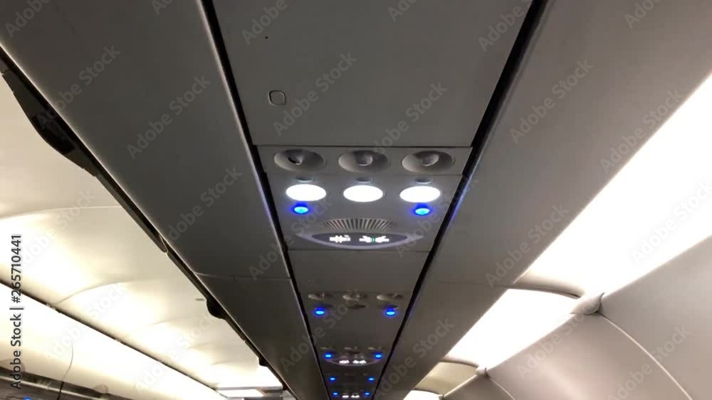 Traveling in airplane cabin Traveling in airplane cabin
