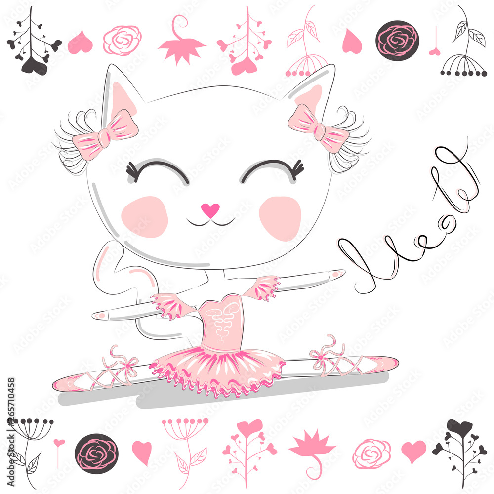 Hand drawn beautiful, cute, little blonde pretty cat Hand drawn beautiful, cute, little blonde pretty cat