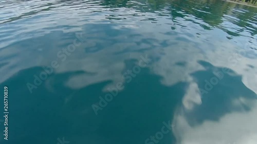 Super Fast Drone Flying Low Above Water Surface, First Person View. photo