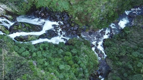 An epic downward angle of Waipunga falls from a drone. photo