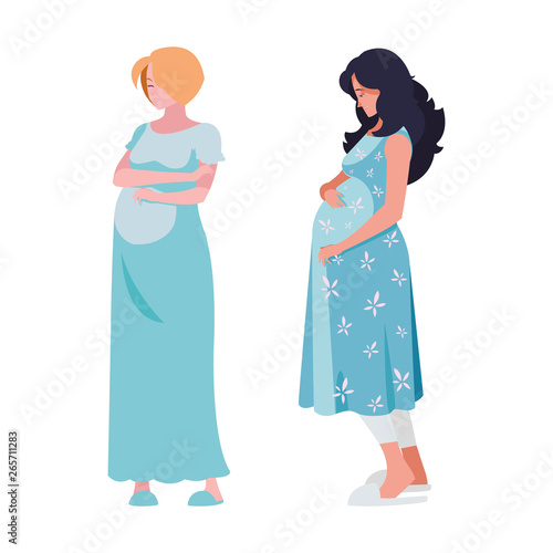 couple of beautiful pregnancy women characters