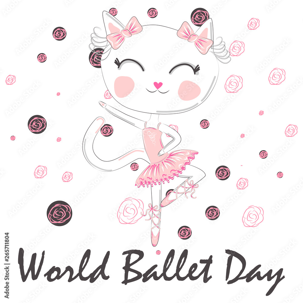 World Ballet Day, October. Young girl performing ballet dance conceptual