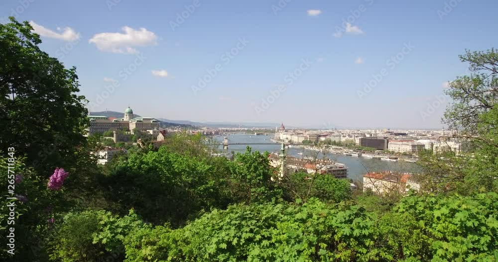 Danube panorama view from the hillside of the Gellert Hill in Budapest at daytime. Danube panorama view from the hillside of the Gellert Hill in Budapest at daytime.