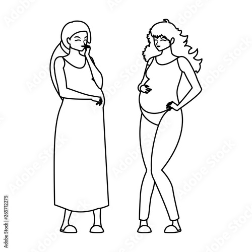 couple of beautiful pregnancy women characters