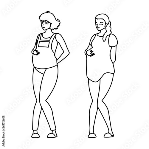 couple of beautiful pregnancy women characters