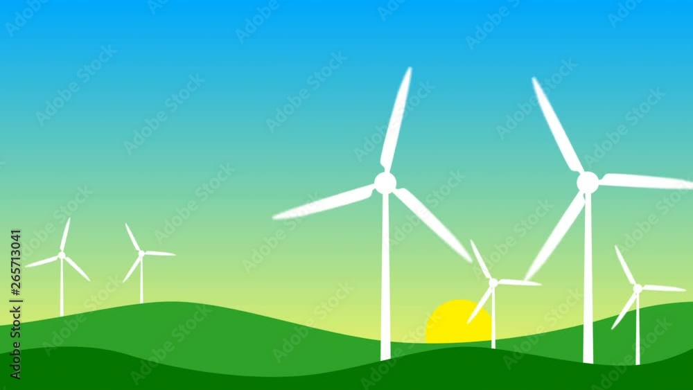Windmill eco concept. Wind turbine. Loop. Windmill eco concept. Wind turbine. Loop.