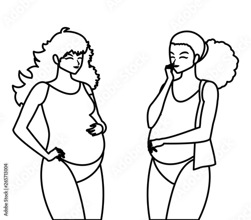 couple of beautiful pregnancy women characters
