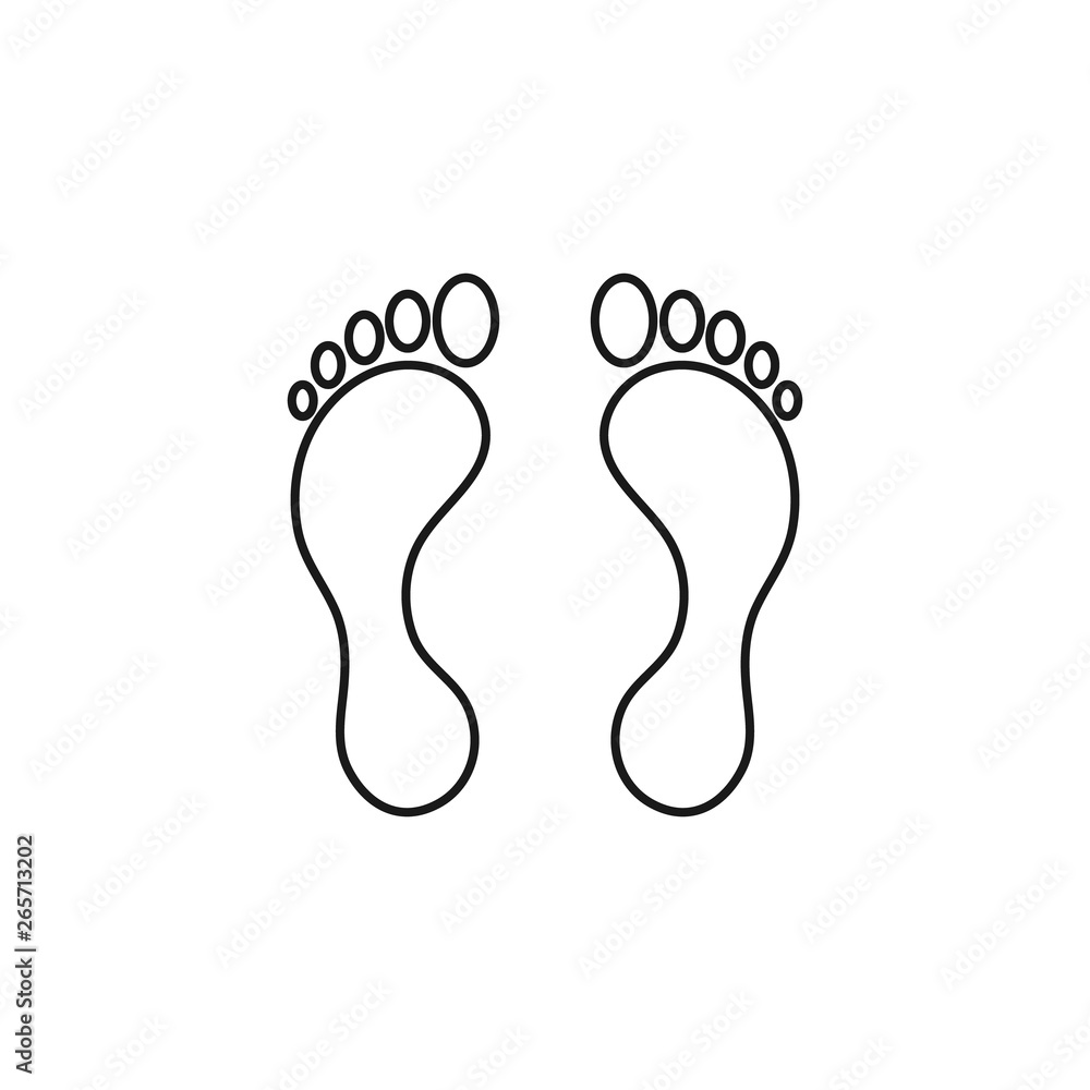 Footprint vector icon on white background. Foot sign. Outline style vector. Footprint vector clip art. Footprint black shape. Footprint vector icon on white background. Foot sign. Outline style vector. Footprint vector clip art. Footprint black shape.