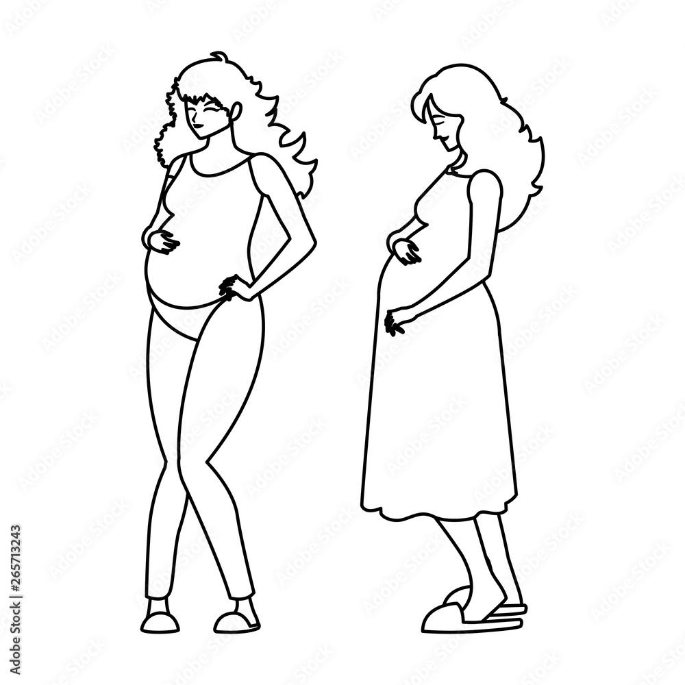 couple of beautiful pregnancy women characters couple of beautiful pregnancy women characters